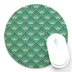 Green Fan  Round Mousepads by NouveauDesign