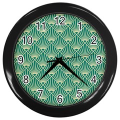 Green Fan  Wall Clocks (black) by NouveauDesign