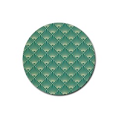 Green Fan  Rubber Round Coaster (4 Pack)  by NouveauDesign