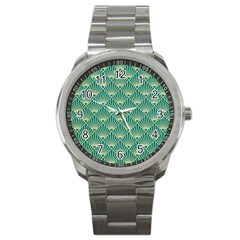 Green Fan  Sport Metal Watch by NouveauDesign