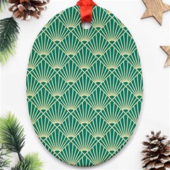 Green Fan  Oval Ornament (two Sides) by NouveauDesign