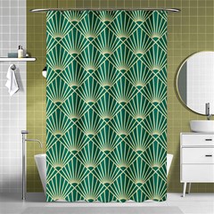 Green Fan  Shower Curtain 48  X 72  (small)  by NouveauDesign