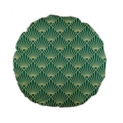 Green Fan  Standard 15  Premium Round Cushions