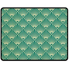 Green Fan  Double Sided Fleece Blanket (medium)  by NouveauDesign