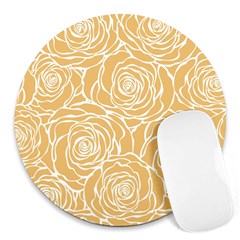 Yellow Peonines Round Mousepads by NouveauDesign