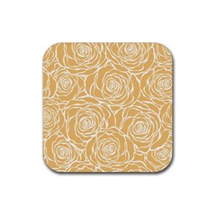 Yellow Peonines Rubber Coaster (square)  by NouveauDesign