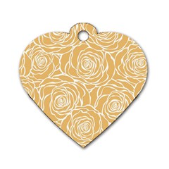 Yellow Peonines Dog Tag Heart (two Sides) by NouveauDesign