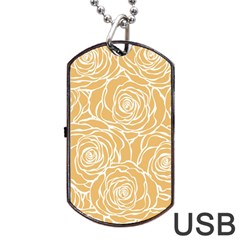 Yellow Peonines Dog Tag Usb Flash (two Sides) by NouveauDesign