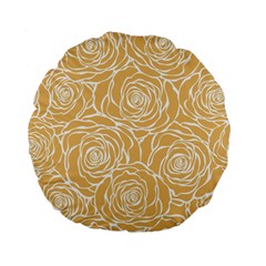 Yellow Peonines Standard 15  Premium Flano Round Cushions by NouveauDesign