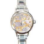 gold silver Round Italian Charm Watch Front