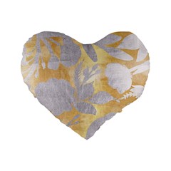 Gold Silver Standard 16  Premium Flano Heart Shape Cushions by NouveauDesign