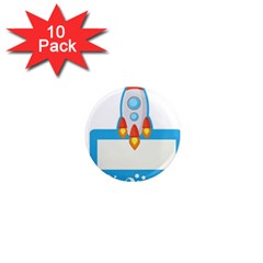 Rocket Spaceship Clip Art Clipart 1  Mini Magnet (10 Pack)  by Celenk