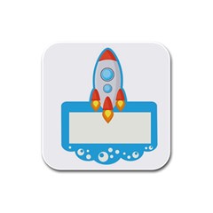 Rocket Spaceship Clip Art Clipart Rubber Square Coaster (4 pack) 