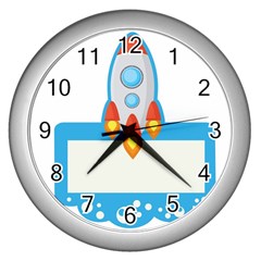 Rocket Spaceship Clip Art Clipart Wall Clocks (silver)  by Celenk