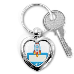 Rocket Spaceship Clip Art Clipart Key Chains (Heart) 