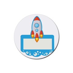 Rocket Spaceship Clip Art Clipart Rubber Round Coaster (4 pack) 