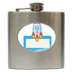 Rocket Spaceship Clip Art Clipart Hip Flask (6 oz)