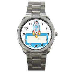 Rocket Spaceship Clip Art Clipart Sport Metal Watch