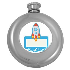 Rocket Spaceship Clip Art Clipart Round Hip Flask (5 oz)