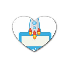 Rocket Spaceship Clip Art Clipart Rubber Coaster (heart)  by Celenk