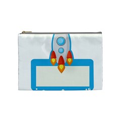 Rocket Spaceship Clip Art Clipart Cosmetic Bag (medium)  by Celenk