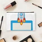 Rocket Spaceship Clip Art Clipart Cosmetic Bag (Medium)  Back