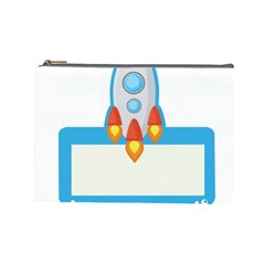 Rocket Spaceship Clip Art Clipart Cosmetic Bag (large)  by Celenk