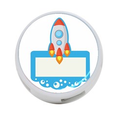 Rocket Spaceship Clip Art Clipart 4-Port USB Hub (Two Sides) 