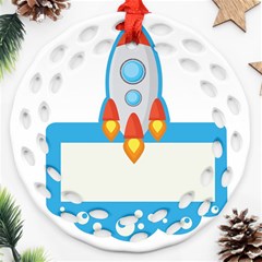 Rocket Spaceship Clip Art Clipart Ornament (Round Filigree)