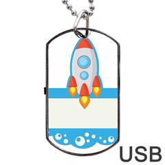 Rocket Spaceship Clip Art Clipart Dog Tag Usb Flash (one Side) by Celenk