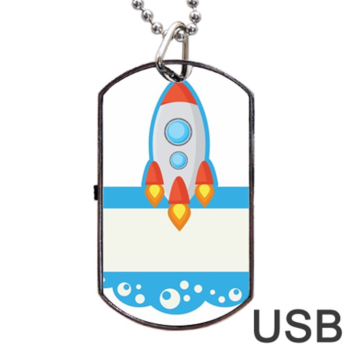 Rocket Spaceship Clip Art Clipart Dog Tag USB Flash (One Side)