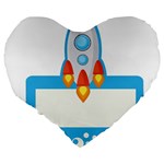 Rocket Spaceship Clip Art Clipart Large 19  Premium Heart Shape Cushions Back