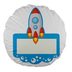 Rocket Spaceship Clip Art Clipart Large 18  Premium Flano Round Cushions by Celenk