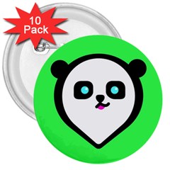 Panda Bear 3  Buttons (10 Pack) 