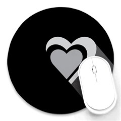 Heart Love Black And White Symbol Round Mousepads by Celenk