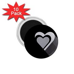 Heart Love Black And White Symbol 1 75  Magnets (10 Pack)  by Celenk