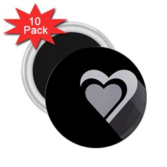 Heart Love Black And White Symbol 2 25  Magnets (10 Pack)  by Celenk