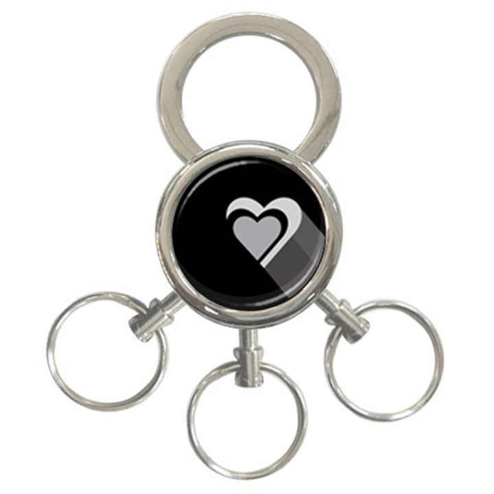 Heart Love Black And White Symbol 3-Ring Key Chains