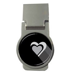 Heart Love Black And White Symbol Money Clips (round)  by Celenk