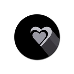 Heart Love Black And White Symbol Rubber Round Coaster (4 Pack)  by Celenk