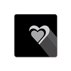 Heart Love Black And White Symbol Square Magnet by Celenk