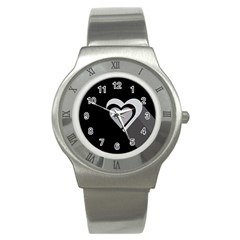 Heart Love Black And White Symbol Stainless Steel Watch by Celenk