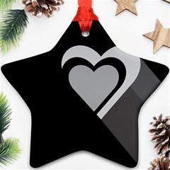 Heart Love Black And White Symbol Star Ornament (two Sides)