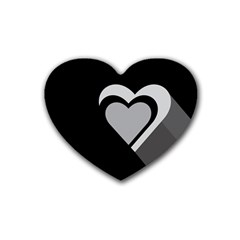 Heart Love Black And White Symbol Heart Coaster (4 Pack)  by Celenk