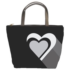 Heart Love Black And White Symbol Bucket Bags by Celenk