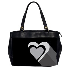 Heart Love Black And White Symbol Office Handbags (2 Sides)  by Celenk