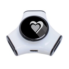 Heart Love Black And White Symbol 3-port Usb Hub by Celenk