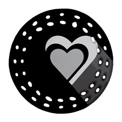 Heart Love Black And White Symbol Ornament (round Filigree) by Celenk