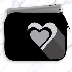 Heart Love Black And White Symbol Apple Ipad 2/3/4 Zipper Cases by Celenk