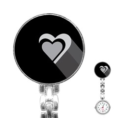 Heart Love Black And White Symbol Stainless Steel Nurses Watch by Celenk